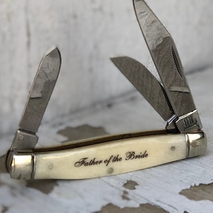 Father Of The Groom Pocket Knife, Father Of The Bride Pocket Knife, Stockman Bone Handled Knife, Groomsmen Wedding Proposal Gifts