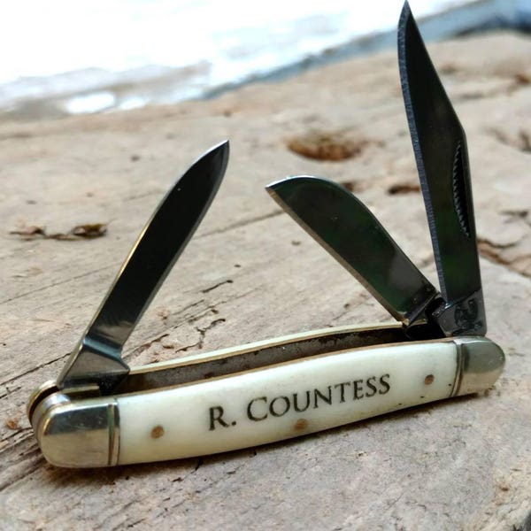 Fathers Day Gift Grandfather Gift Engraved Knife Godfather Appreciation Groomsmen Knife Personalized Knife Bone Handle Time and Again