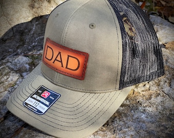 Personalized Hat for Dad, Leather Patch Hat, Dad Cap, Papa Gift, Dad Life, Trucker Hat, Personalized Dad Hat, Custom Dad Gift, Dad Life Gift