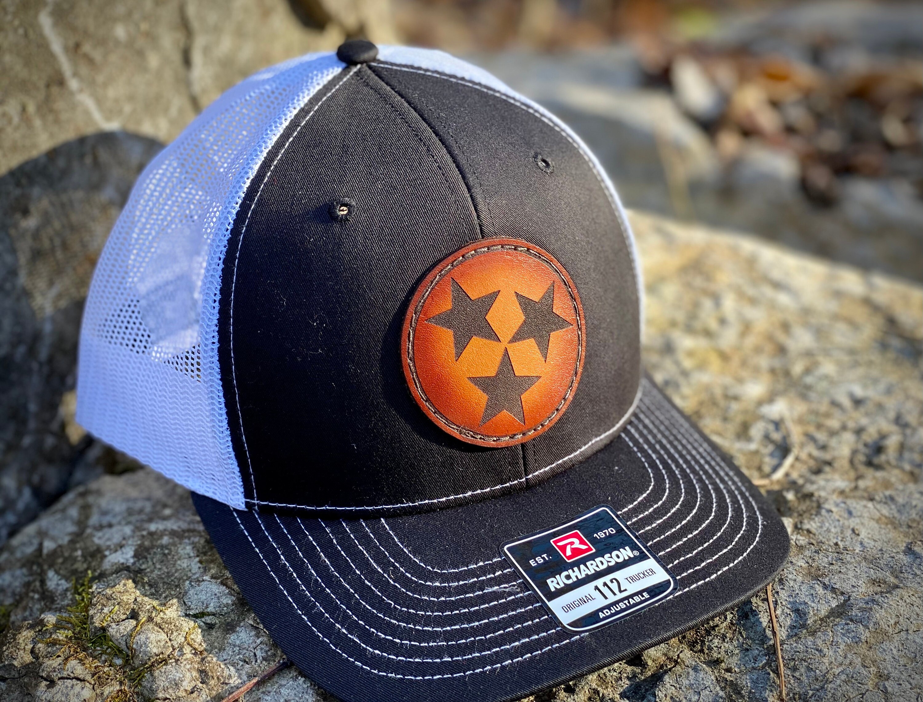 Tennessee Tri-star Leather Patch Trucker Hat - Richardson 112