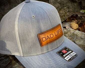Personalized Hat for Dad, Leather Patch Hat, Dad Cap, Papa Gift