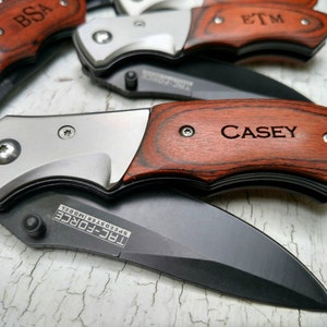 Engraved Pocket Knife: Personalized Groomsmen Gift, Pakkawood Handle
