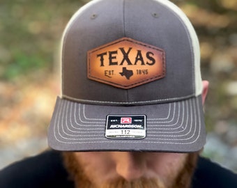 Texas Trucker Hat: Lone Star Leather Patch, Richardson 112 Snapback