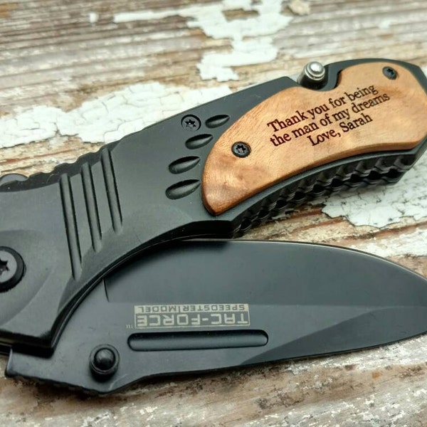 Engraved Pocket Knife: Personalized Message, Groomsman Gift