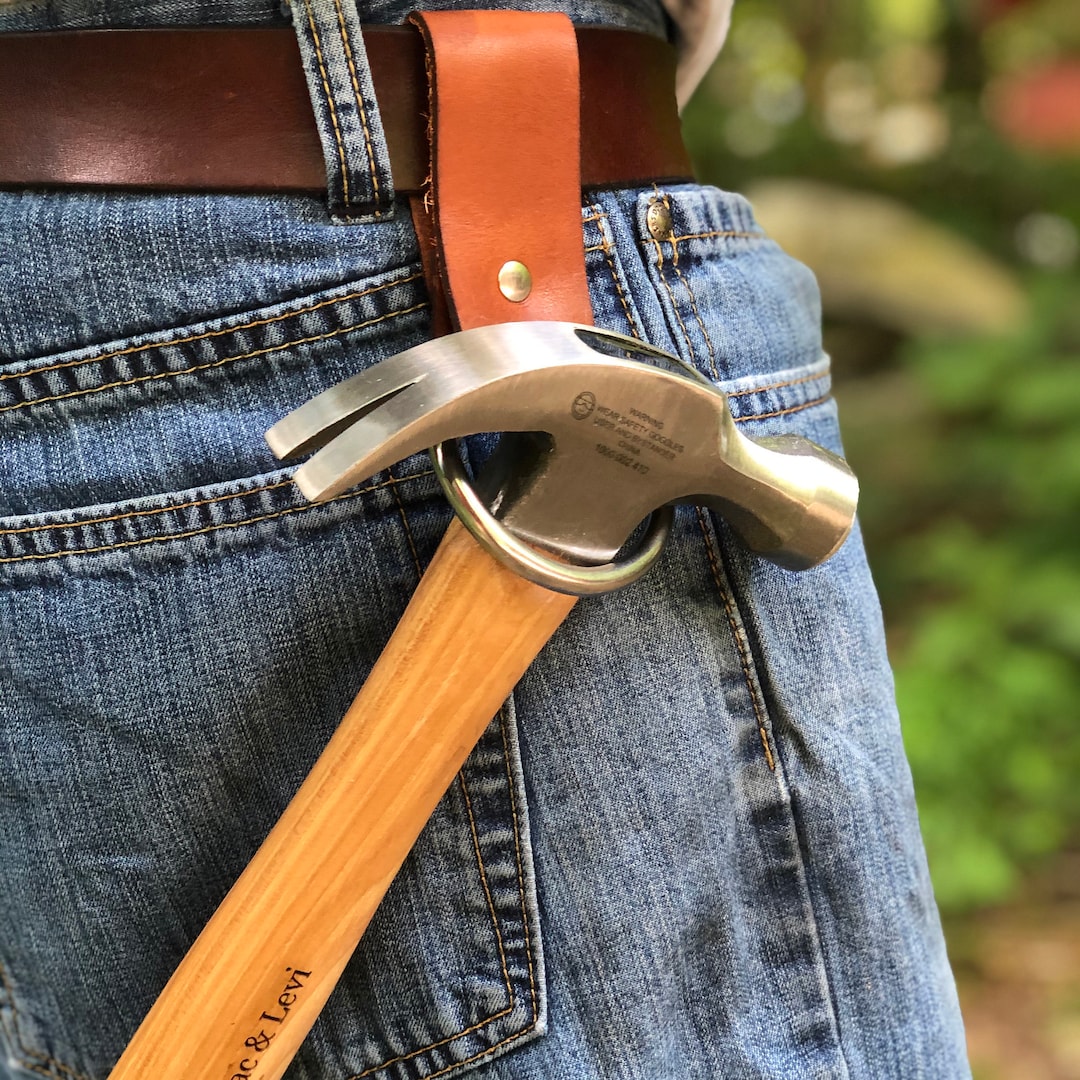 Hammer Holder, Hammer Holster, Hatchet Holder, Tool Ring, Workman Belt Ring, Leather Hatchet