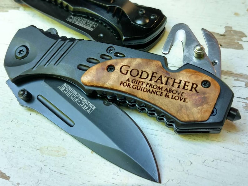 Godfather Pocket Knife, Godfather Gift, Gift for Godfather, Godfather, Pocket Knife, Engraved Knife, Godparent Gift, Godparent, Custom Knife 