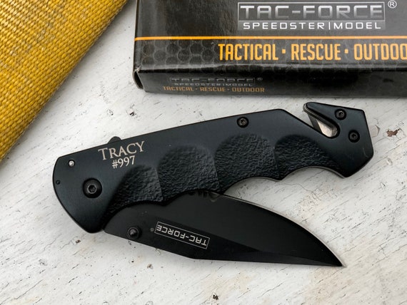 Personalized Rescue Pocket Knife: Firefighter Gift, Seat Belt Cutter