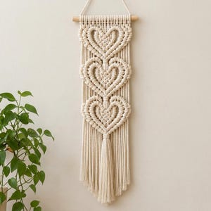 Makraméhjärtväggbonadsmönster, DIY Boho väggdekor, Boho heminredning, hjärtknutdesign, digital nedladdning, omedelbar nedladdning