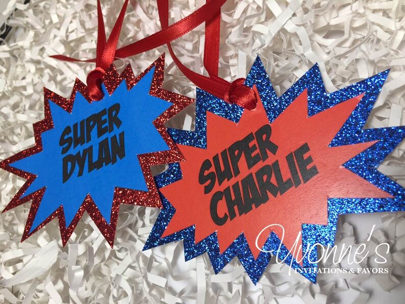 Super Hero Party Favor Tags Thank You Gift Goody Bag Tags Etsy