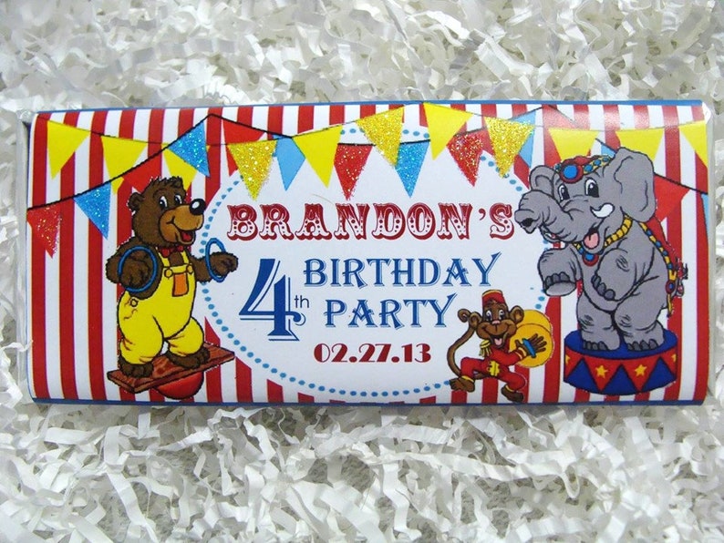 Circus Carnival Birthday Candy Bars Wrappers Assembled With - Etsy