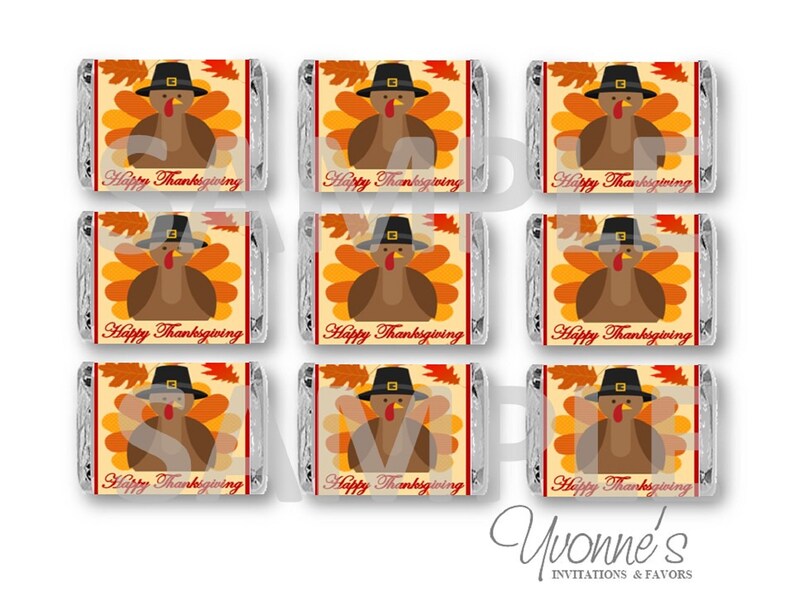 Thanksgiving Turkey Candy Bar Wrappers for Chocolate Miniatures-Thanksgiving-Friendsgiving-Party Favors-School-Class-Office-Teacher Gift