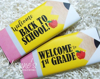 Back to School Candy Bar Wrappers for Chocolate Bar Favors-First Day Of School-1st-Grade-Teacher Appreciation-Thank You-Kids Party