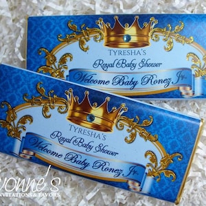 Royal Baby Prince Candy Bar Wrappers Assembled with Chocolate- Party Favors-Royal Blue-Gold Baby Shower-1st Birthday-Little Baoy Baby