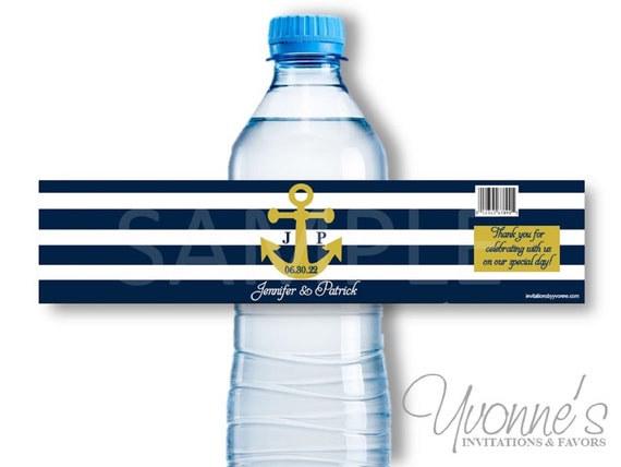 Nautical Water Bottle Wrappers-Nautical Party Favors-Nautical Boat-Cruise  Ship-Anchor-Favors-Seaside Wedding-Bridal Shower