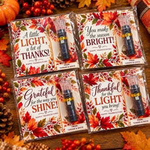 Personalized Thanksgiving Flashlight Favors | Fall Party Favors | Friendsgiving Gifts | Thanksgiving Dinner Hostess Gifts | Appreciation
