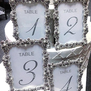 Table Number Inserts for Frames with Partial Rhinestones 4x6 - Wedding, Sweet 16 Table Numbers SET OF 6 (Frames Not Included)