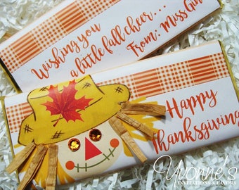 Thanksgiving Candy Bar Favor - Assembled or Chocolate Wrappers Only - Scarecrow-Harvest-Thanksgiving Fall-Autumn Party Favor