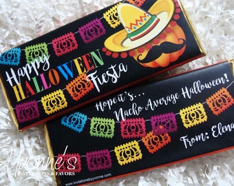 Halloween Pumpkin Candy Bar Wrappers for Chocolate Bar Favors-Party favors-Halloween Fiesta-Day of the Dead Halloween Party-Cinco de Mayo