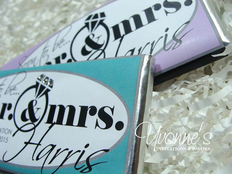 or Soon-To-Be for Bridal Shower Wedding-Rehearsal Dinner-Engagement Party Candy Bar Wrappers for Chocolate Bar Favors-Mr /& Mrs