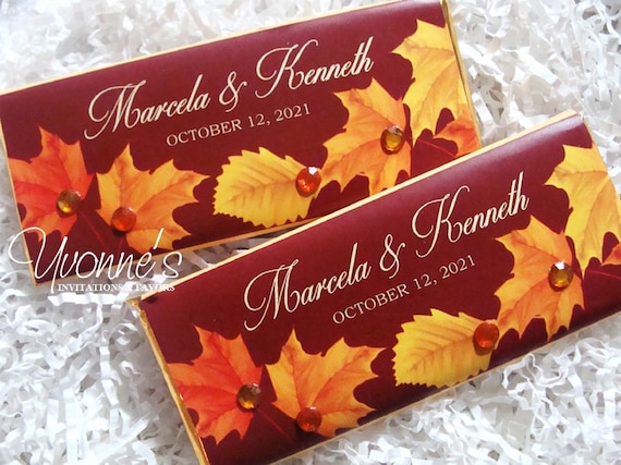 Fall Wedding Candy Bar Wrappers Assembled With Chocolate Etsy