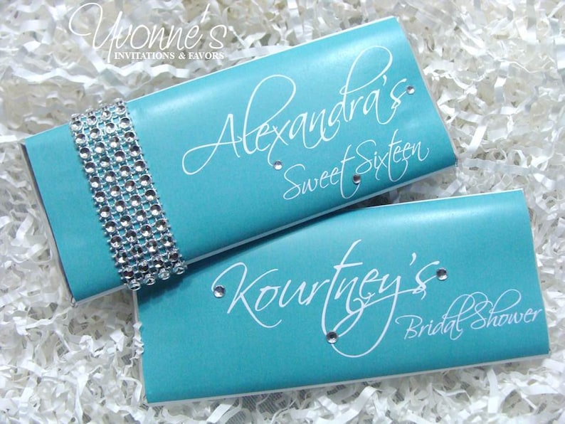 Aqua Blue/turquoise Wedding Candy Bar Wrapper Chocolate Bar Etsy