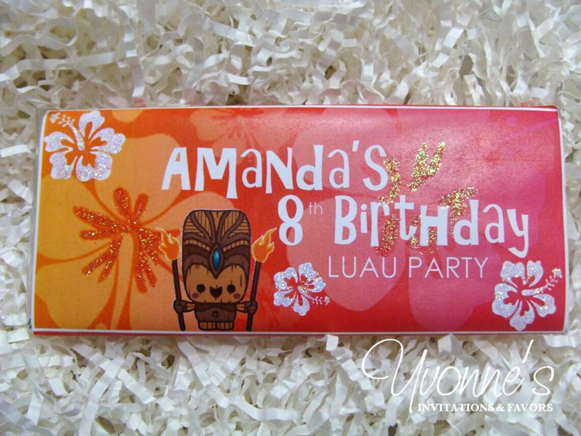 Hawaiian Luau Assembled Candy Bar Wrappers With Chocolate Bar Etsy