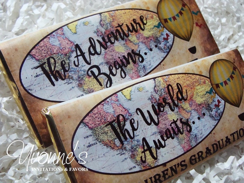 Graduation World Awaits Candy Bars Wrappers for Chocolate Bar Favors