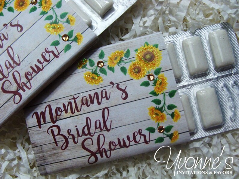 Sunflower Bridal Shower Favorsgum Wrappers Assembled With Etsy