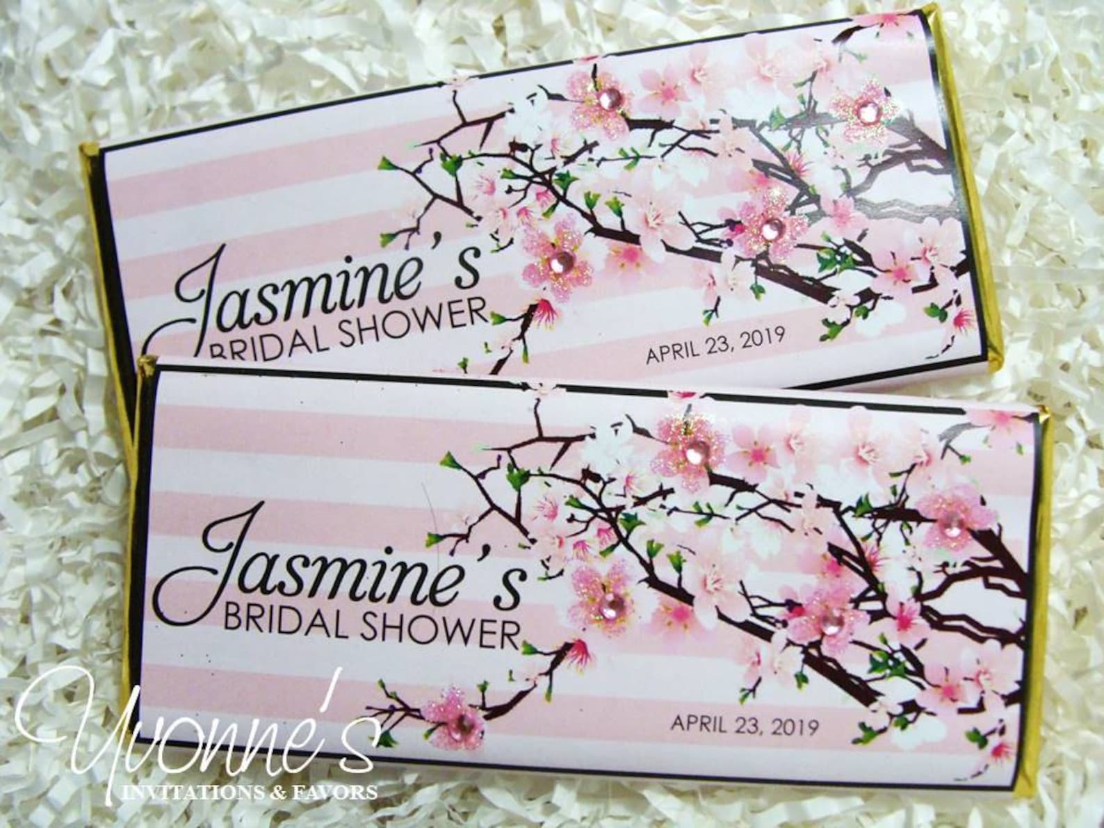Bridal Shower Cherry Blossom Candy Bar Wrappers Assembled With Etsy