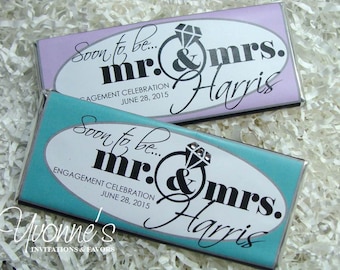 Wedding-Rehearsal Dinner-Engagement Party Candy Bar Wrappers for Chocolate Bar Favors-Mr & Mrs. or Soon-To-Be for Bridal Shower