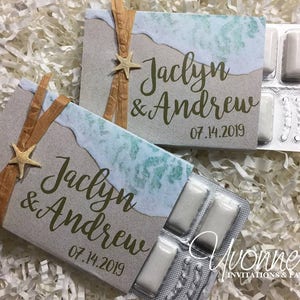 Beach Wedding Favors Gum Party Favors or Gum Wrappers for Destination Wedding, Tropical, Beach-Themed Sweet 16, Summer Beach Event image 1