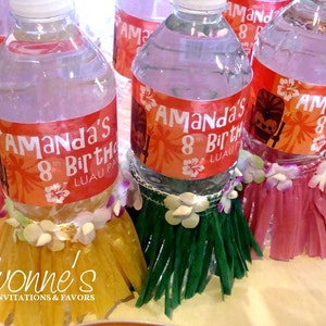 Hawaiian Luau Water Bottle Wrappers-Luau/Tropical Party-Destination Wedding-Bridal Shower-Birthday-SKIRT NOT INCLUDED-Set of 12