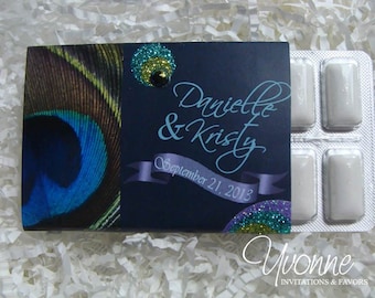 Peacock Gum Favors for Wedding and other Peacock-themed events