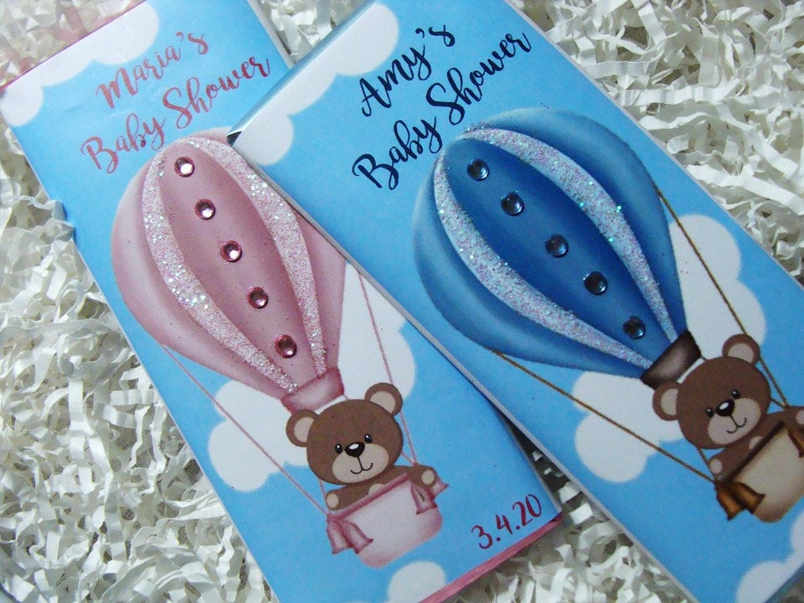 Hot Air Balloon Baby Shower Candy Bar Wrappers Assembled With Chocolate ...