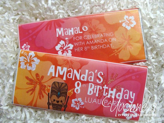Hawaiian Luau Assembled Candy Bar Wrappers With Chocolate Bar Etsy