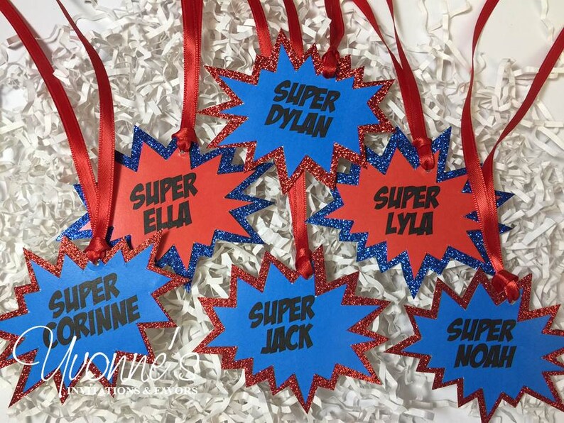 Super Hero Party Favor Tags Thank You Gift Goody Bag Tags Etsy