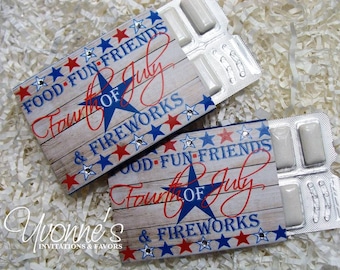 4th of July Gum Party Favors - Gum Wrappers for Fourth of July/Memorial Day Birthday Party-Patriotic Party-Red White Blue Summer Party Favor