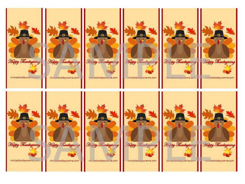 Thanksgiving Turkey Candy Bar Wrappers for Chocolate Miniatures-Thanksgiving-Friendsgiving-Party Favors-School-Class-Office-Teacher Gift