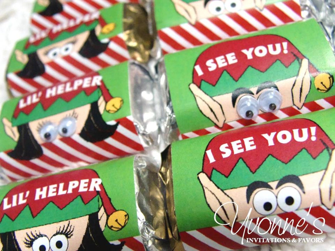 Elf Mini Candy Bar Wrappers Assembled With Miniature Chocolate Bar ...