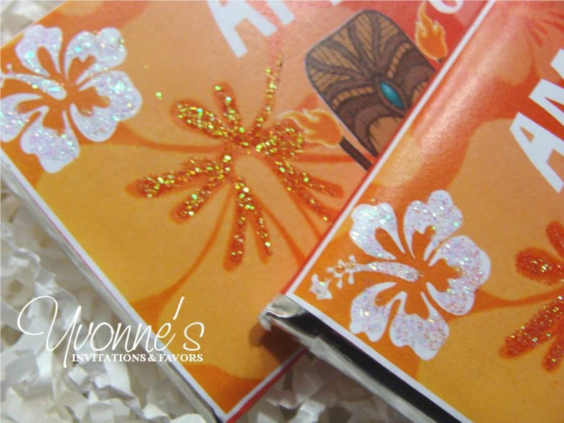 Hawaiian Luau Assembled Candy Bar Wrappers With Chocolate Bar Etsy