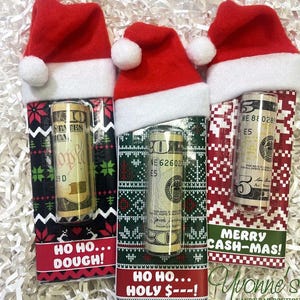 Christmas Money Holder - Stocking Stuffer - Gift Card Holder with Chocolate Bar - Whimsical, Funny, Humorous