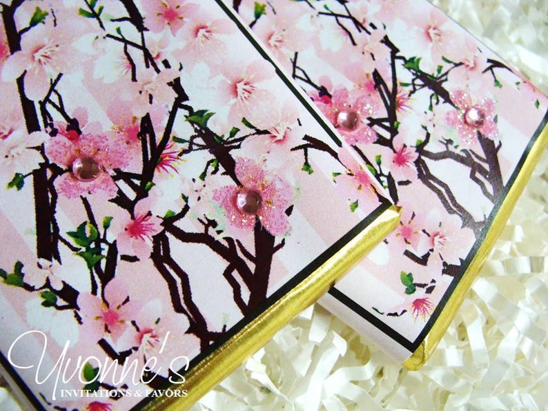 Bridal Shower Cherry Blossom Candy Bar Wrappers Assembled With Etsy