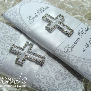 Communion Candy Bar Wrappers Assembled with Chocolate Bar Favors-Bling Cross-White and Silver-Christening-Baptism-Communion-Religious Event