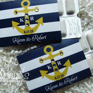 Nautical Party Wedding Favors-Gum Wrappers Assembled with Gum-Nautical Boat-Cruise Ship-Anchor-Candy Favors-Seaside Wedding-Bridal