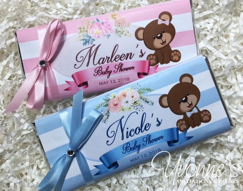 Baby Shower Teddy Bear Candy Bar Wrappers Assembled With Etsy