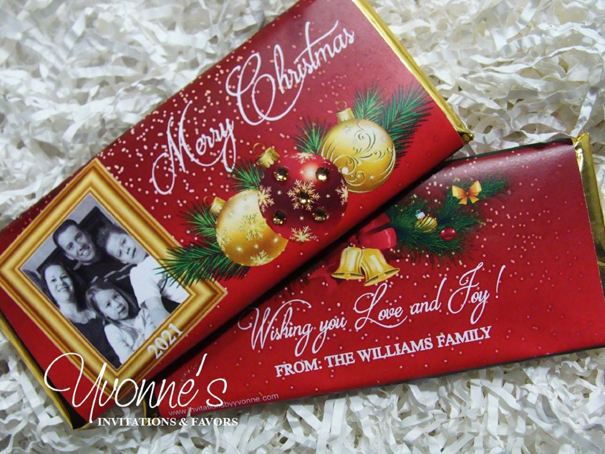 Christmas Card With Photo Candy Bar-wrappers Only for Chocolate