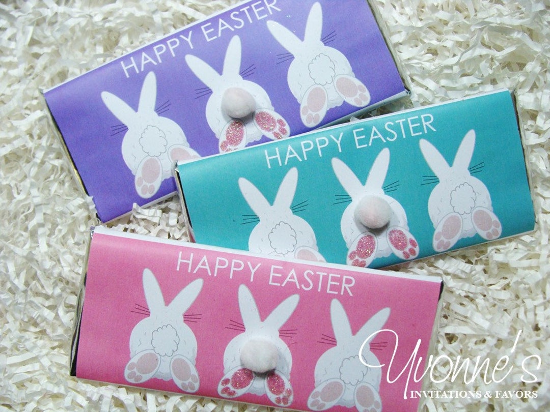 Easter Candy Bar Wrappers/assembledchocolate Bar Favorsbunny Pompom