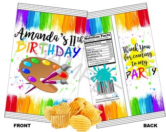 Art Paint Party Chip Bags-Art Paint Themed Party-Child School Birthday-Milestone Wine and Paint 40th-50th-60th Birthday Party (SET OF 8)