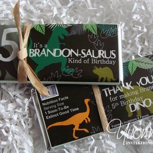 Dinosaur T-Rex Birthday Candy Bar Wrappers - Chocolate Bar Favors - Dinosaur Party Favors - For Child-Boy Birthday Party, For Him Birthday