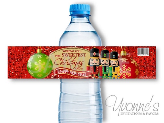 Nutcracker Water Bottle Wrappers-Christmas Water Bottle Wrappers (Set of 12)